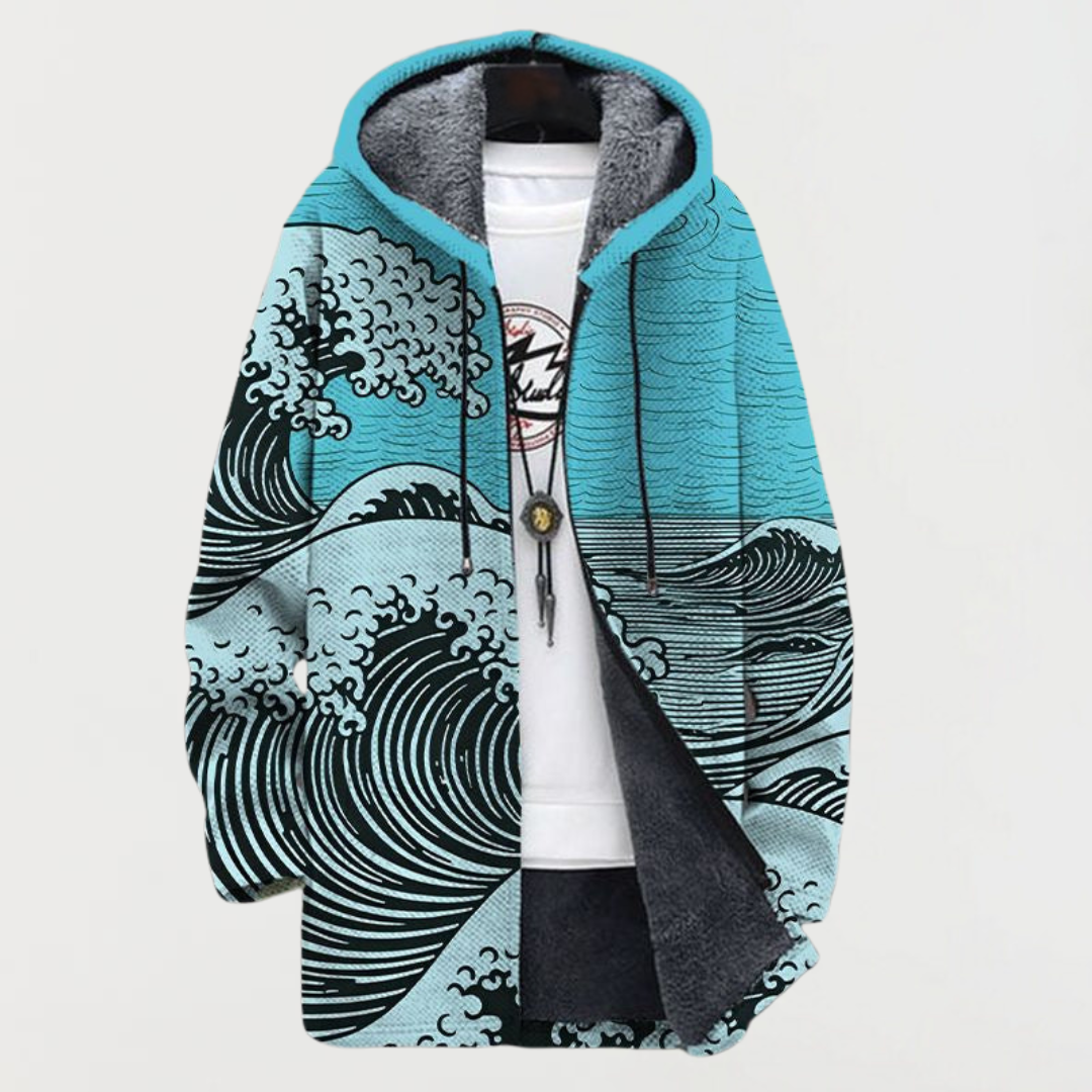 Damen Kapuzenjacke mit großem Wellenmotiv