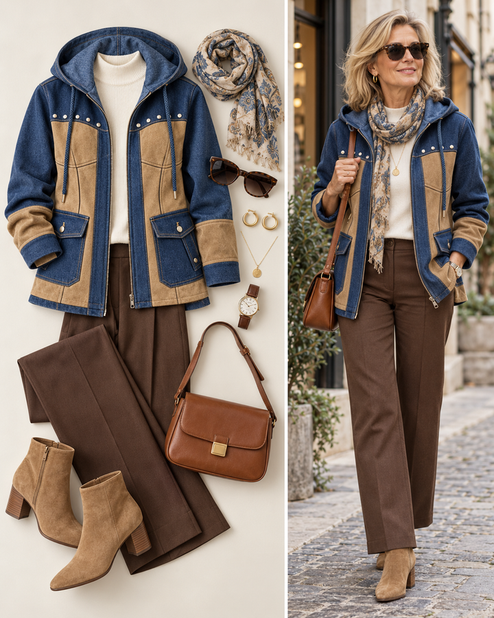 Beate™ | Kapuzenjacke im Patchwork-Look