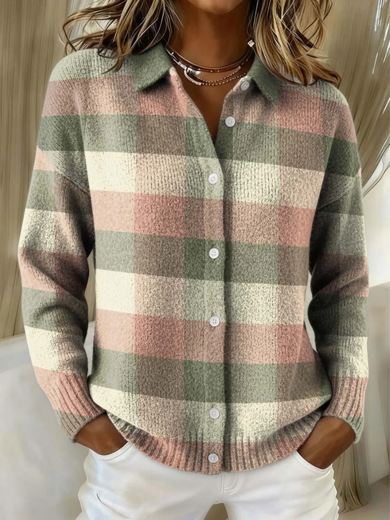 Sylke | Karierte Strickjacke mit Knöpfen