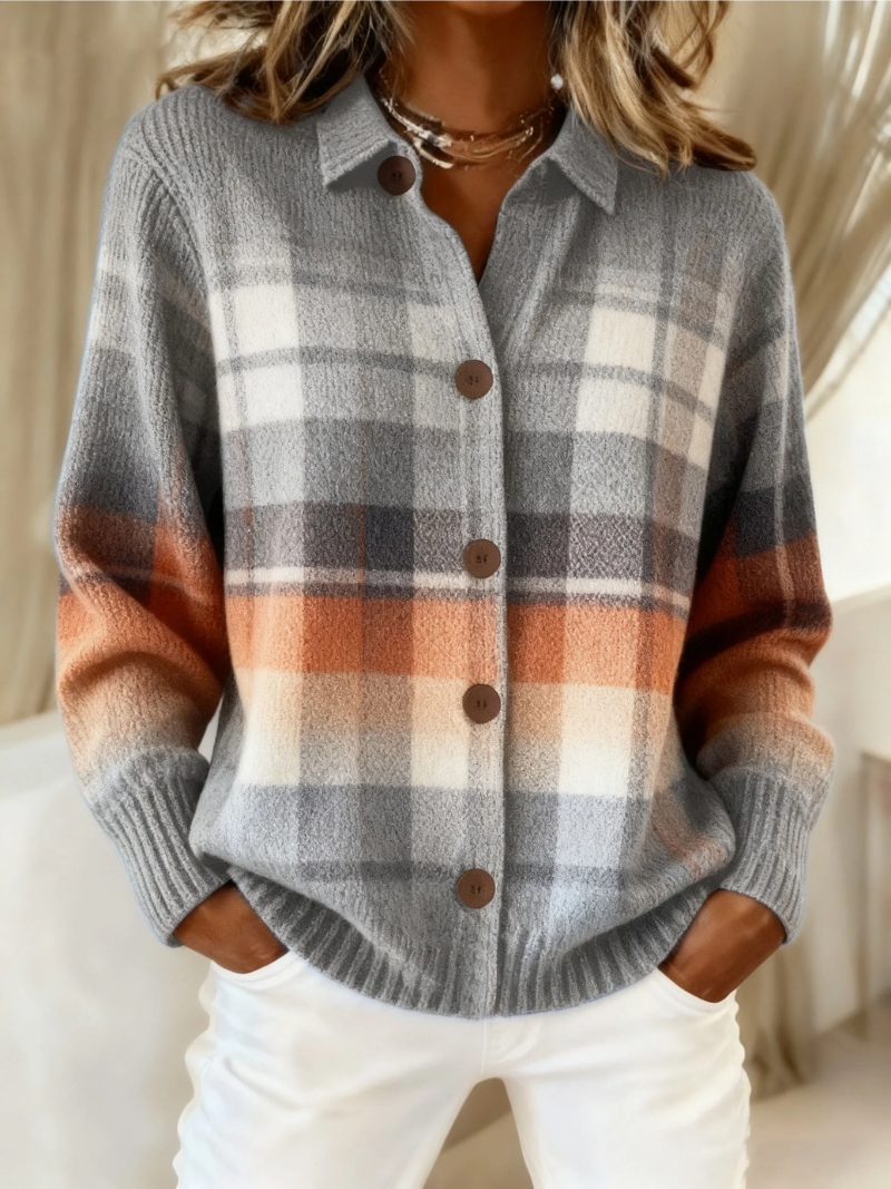 Marleen | Karierte Strickjacke mit Knöpfen