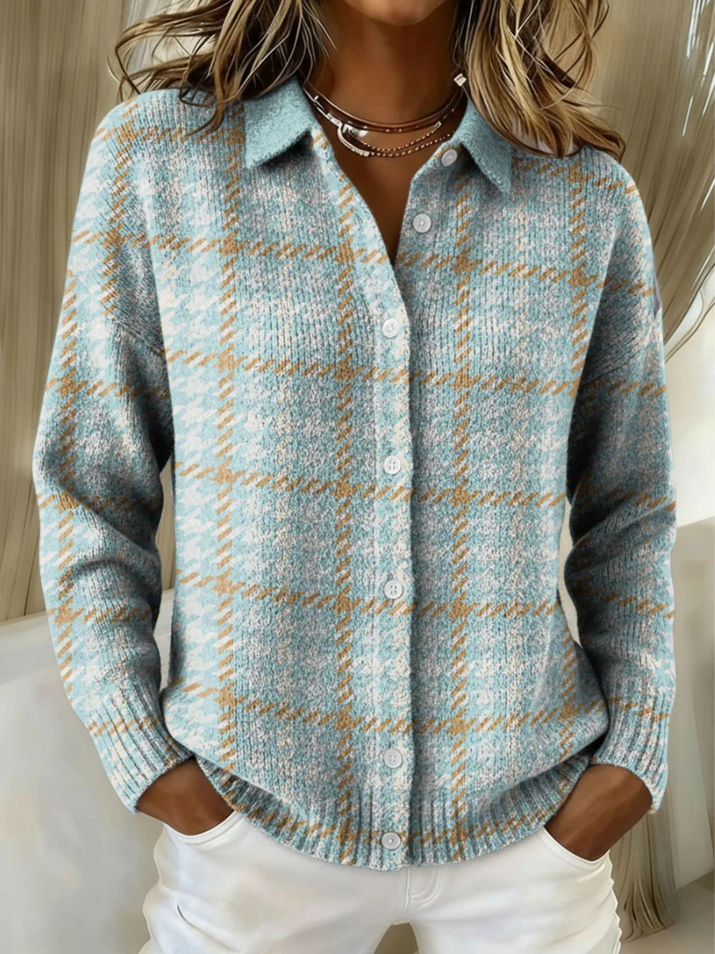 Rosina | Karierte Strickjacke mit Knöpfen