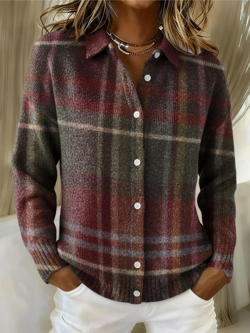 Karolina | Karierte Strickjacke mit Knöpfen