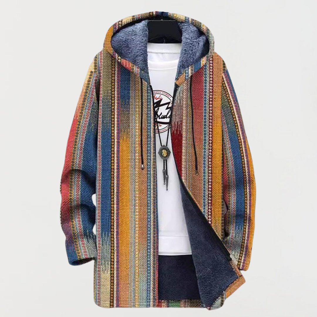 Damen Kapuzenjacke mit warmem Längsstreifenmuster