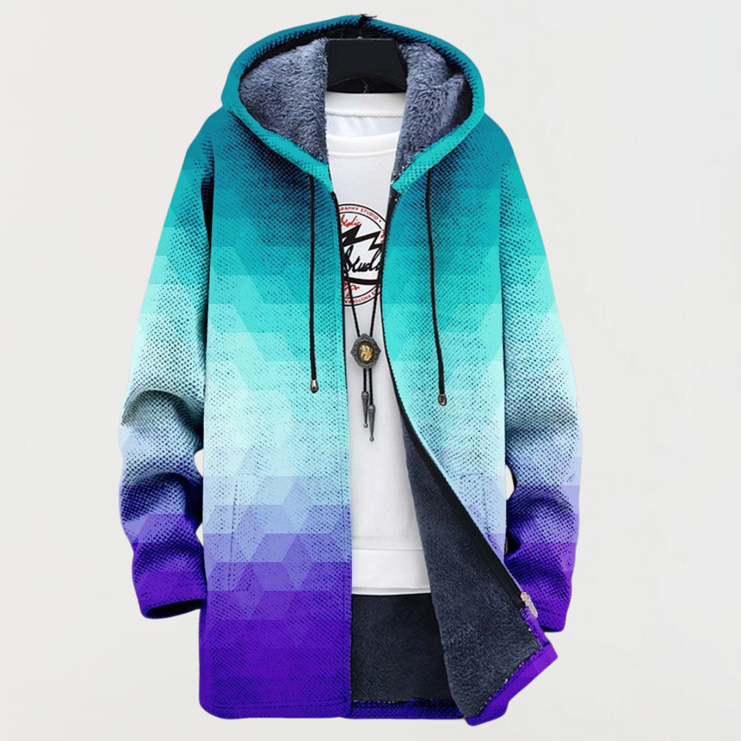 Damen Kapuzenjacke im Farbverlauf von Violett zu Türkis