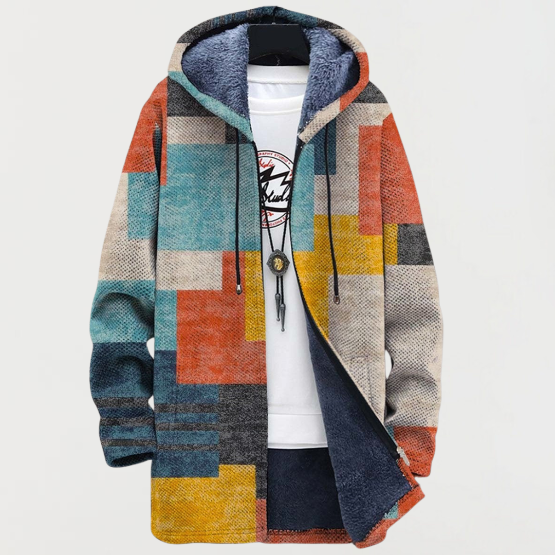 Damen Kapuzenjacke mit geometrischen Farbblöcken
