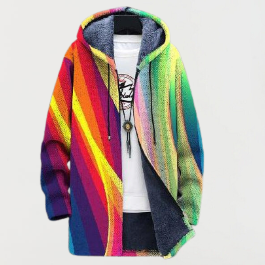 Damen Kapuzenjacke mit bunten Regenbogenstreifen