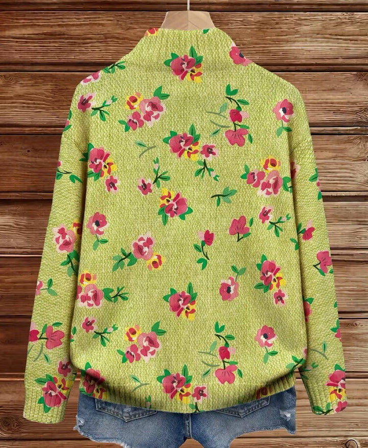 Birgit | Zip-Strickjacke mit Blüten