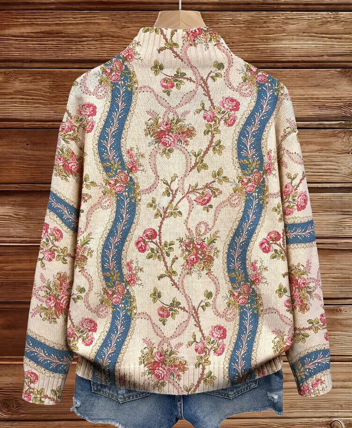 Roswitha | Zip-Strickjacke mit Rosen