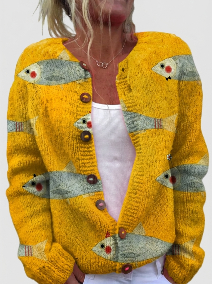 Petra™ | Cardigan mit Fisch-Print