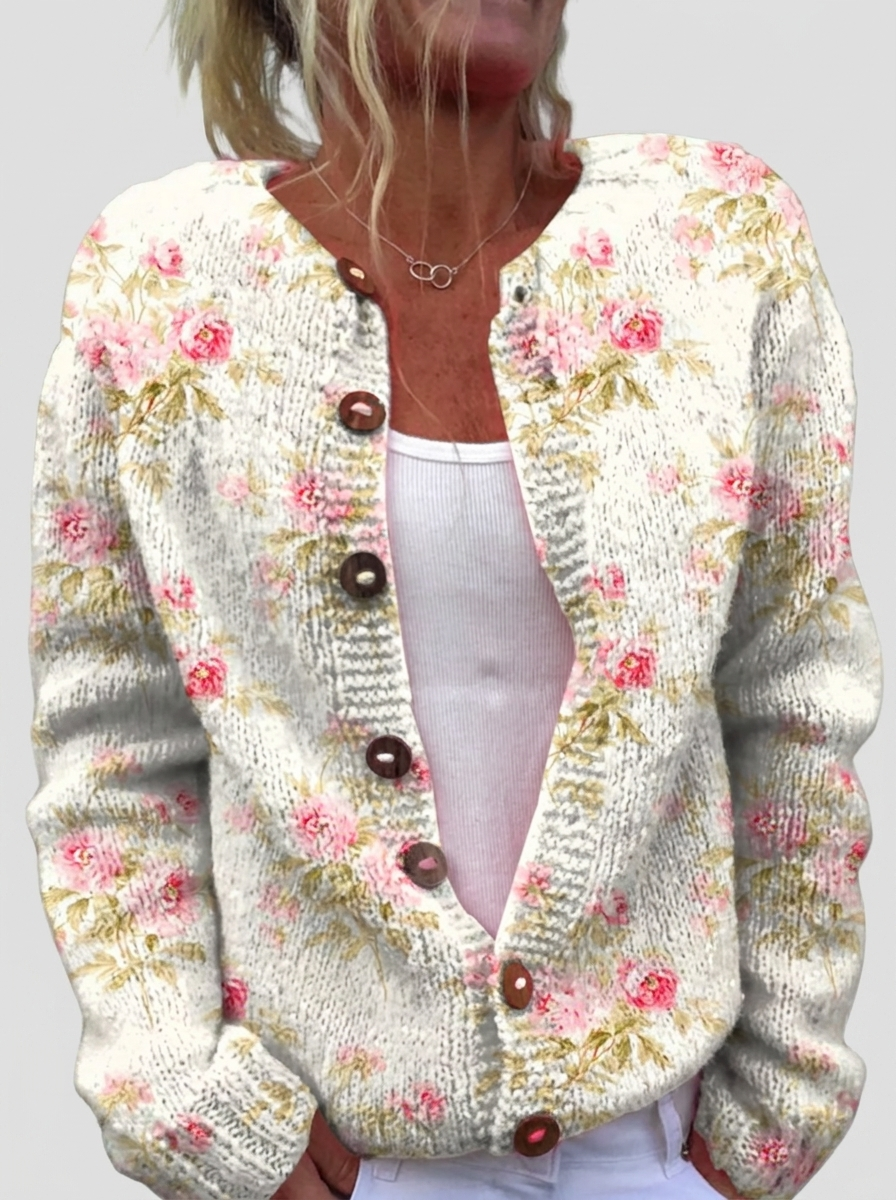 Gabriele™ | Cardigan mit Rosenmuster