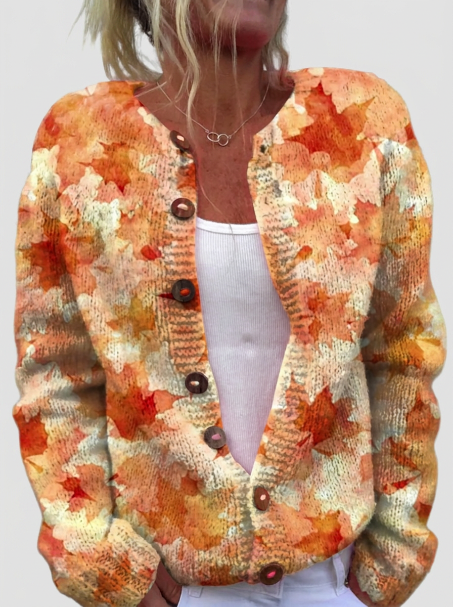 Helga™ | Cardigan mit Herbstblättern