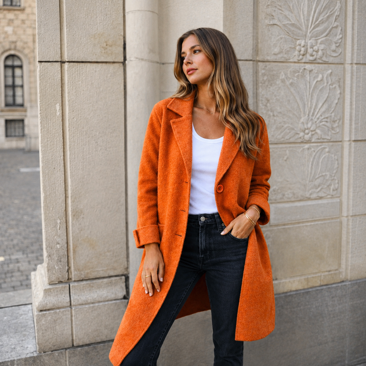Eleganter Knopfmantel für Damen in Grau – Stefan Berlin