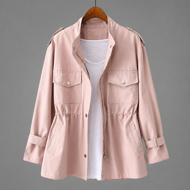 Damenjacke mit Tunnelzug in der Taille in Rosa – Stefan Berlin