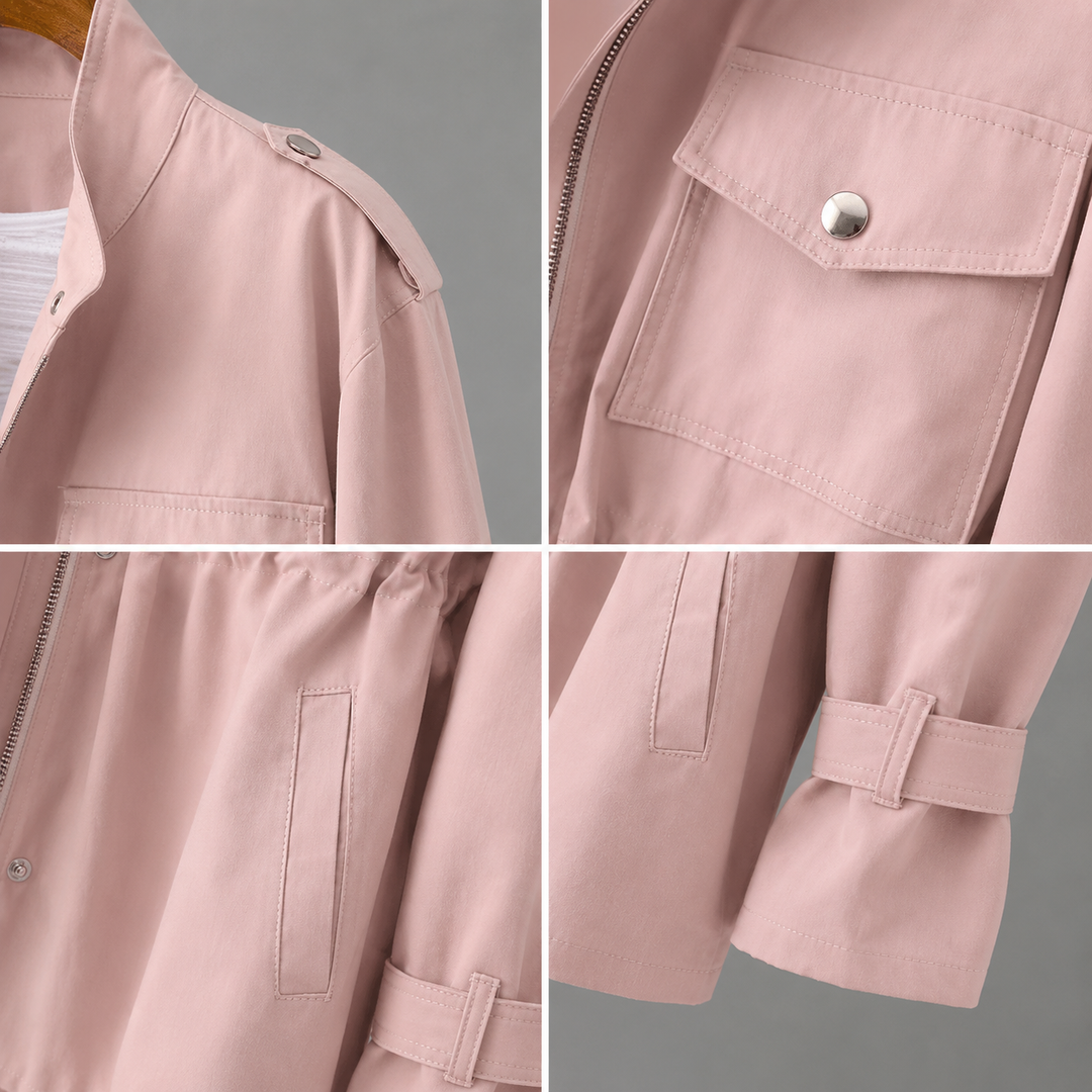 Damenjacke mit Tunnelzug in der Taille in Rosa – Stefan Berlin