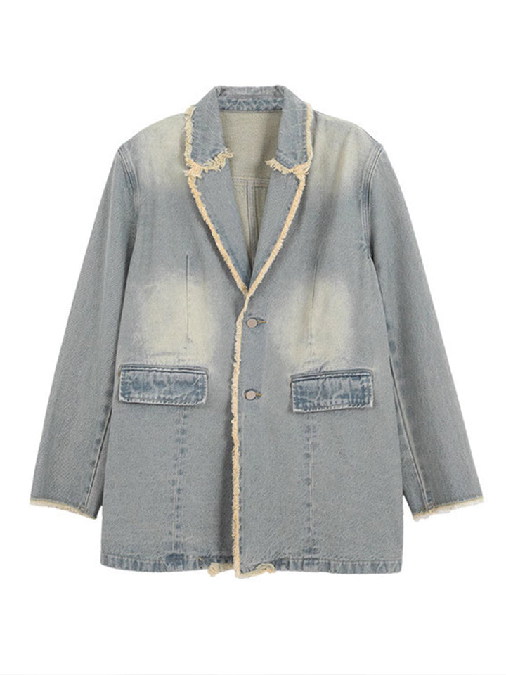 Rita Oversized Blazer in heller Waschung mit ausgefransten Kanten – Stefan Berlin