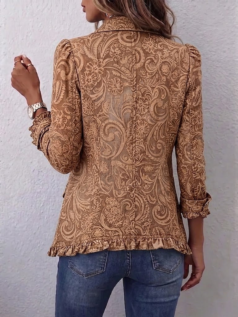 Heidi Blazer in Karamell mit großen Ornamenten Ton in Ton – Stefan Berlin