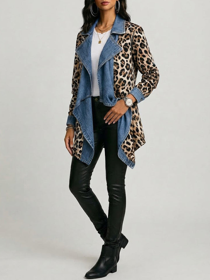 Silke Wasserfall-Jacke mit Leoparden-Print und hellblauen Kontrastflächen – Stefan Berlin
